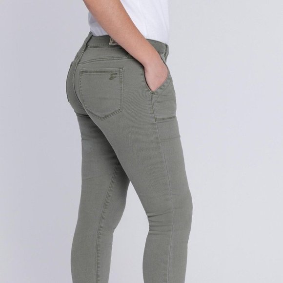 MUDD High-Rise Skinny Utility Pant - Army Green, Size 9 - Picture 6 of 16